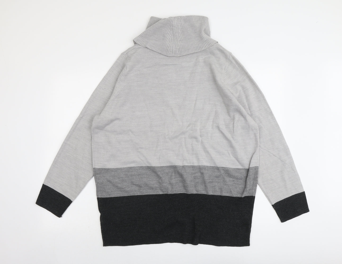 Marks and Spencer Womens Grey Roll Neck Acrylic Pullover Jumper Size 20