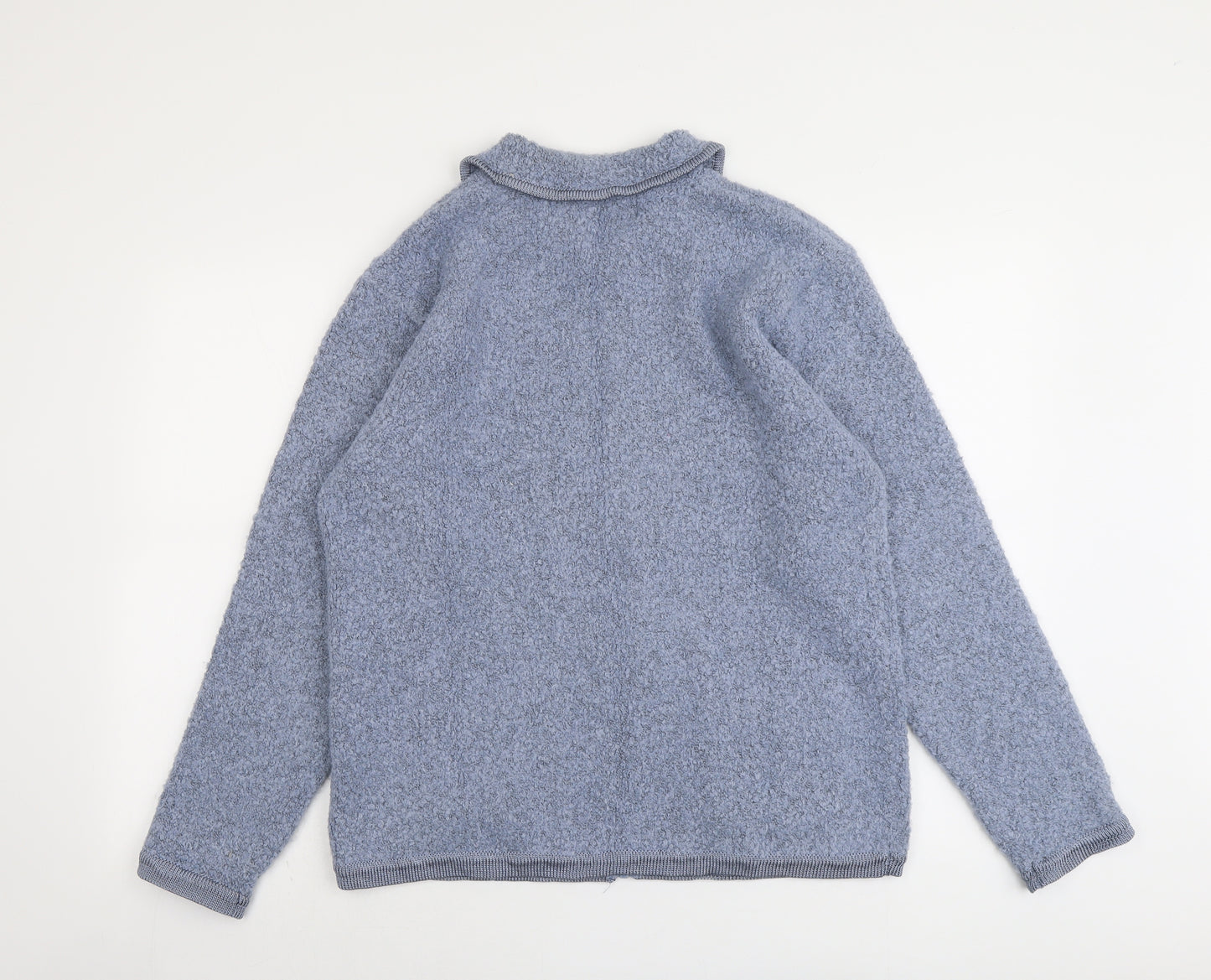 Amoretti Womens Blue Collared Acrylic Full Zip Jumper Size L - Size L/XL