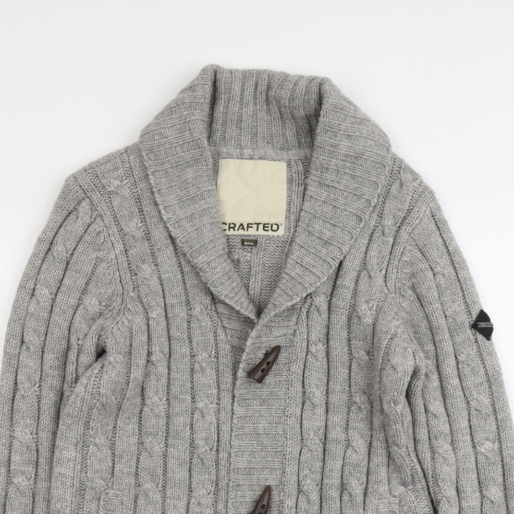 Crafted Womens Grey Collared Acrylic Cardigan Jumper Size S