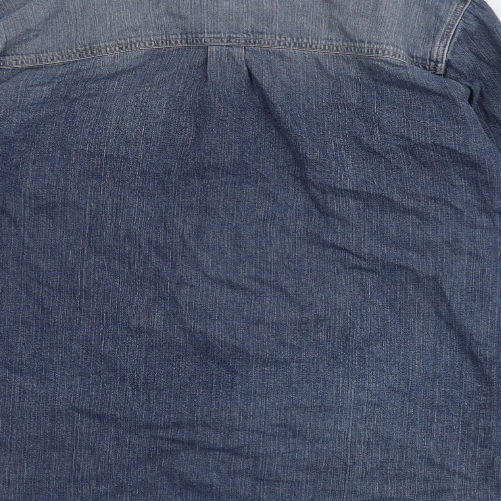 Tommy Hilfiger Mens Blue Cotton Button-Up Size MT Collared Button