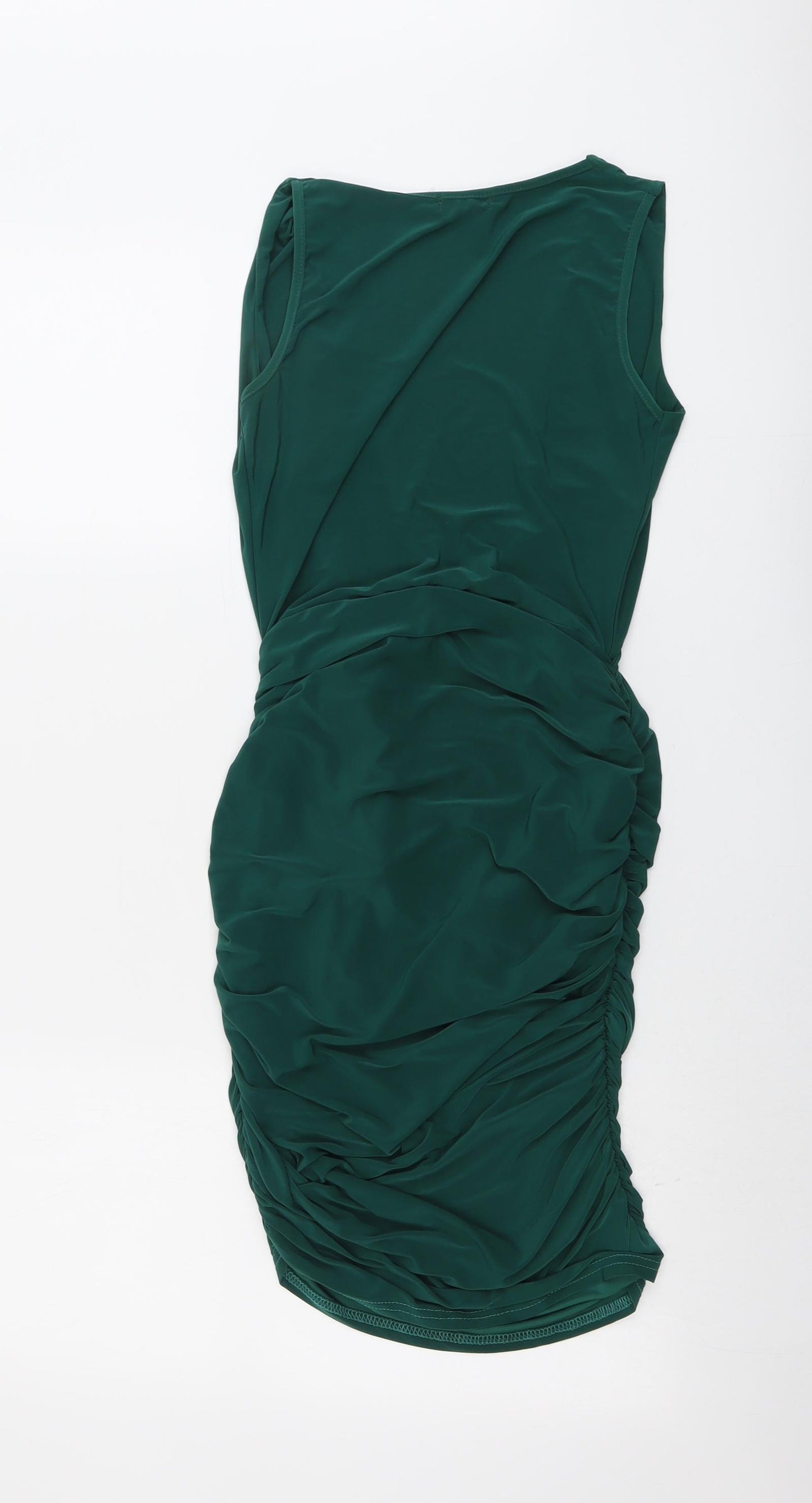 Boohoo Womens Green Polyester Bodycon Size 8 V-Neck Pullover - Plunge Neckline