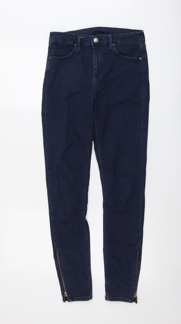 Topshop Womens Blue Cotton Skinny Jeans Size 28 in L29 in Regular Button