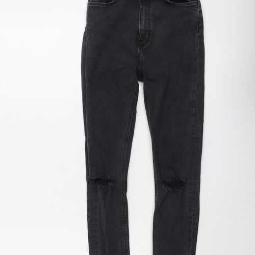 Zara Womens Grey Cotton Skinny Jeans Size 6 L27 in Regular Button