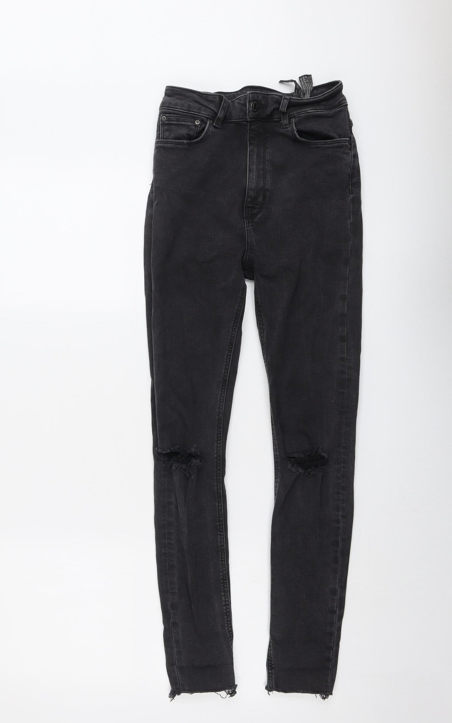 Zara Womens Grey Cotton Skinny Jeans Size 6 L27 in Regular Button