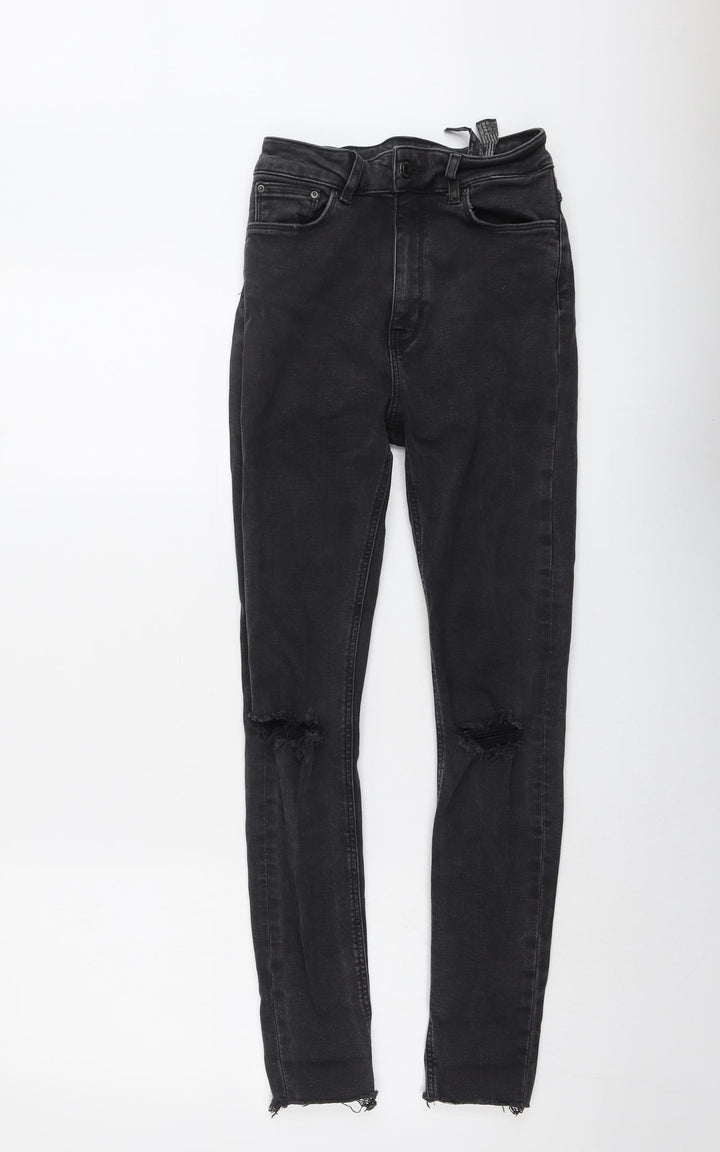 Zara Womens Grey Cotton Skinny Jeans Size 6 L27 in Regular Button