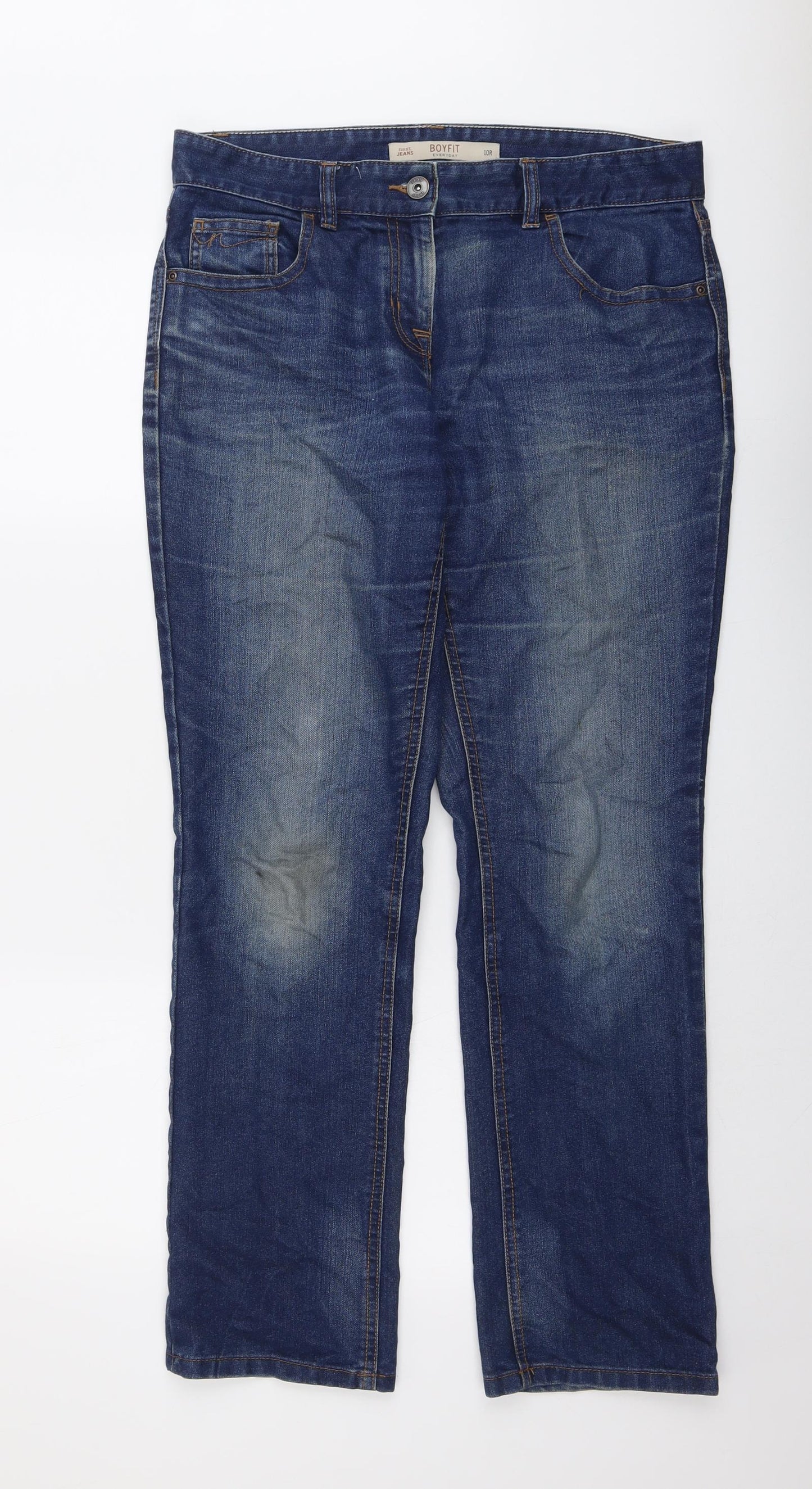 NEXT Womens Blue Cotton Straight Jeans Size 10 L31 in Regular Button
