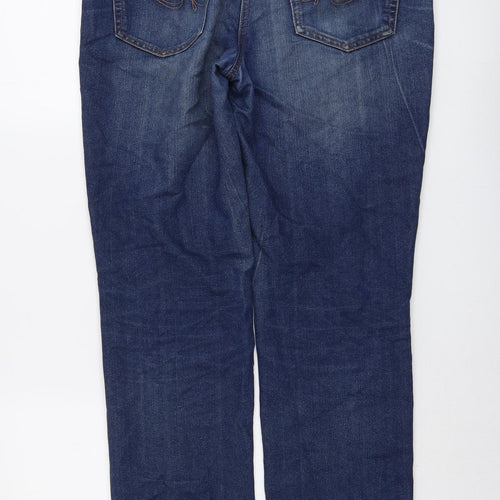 NEXT Womens Blue Cotton Straight Jeans Size 10 L31 in Regular Button