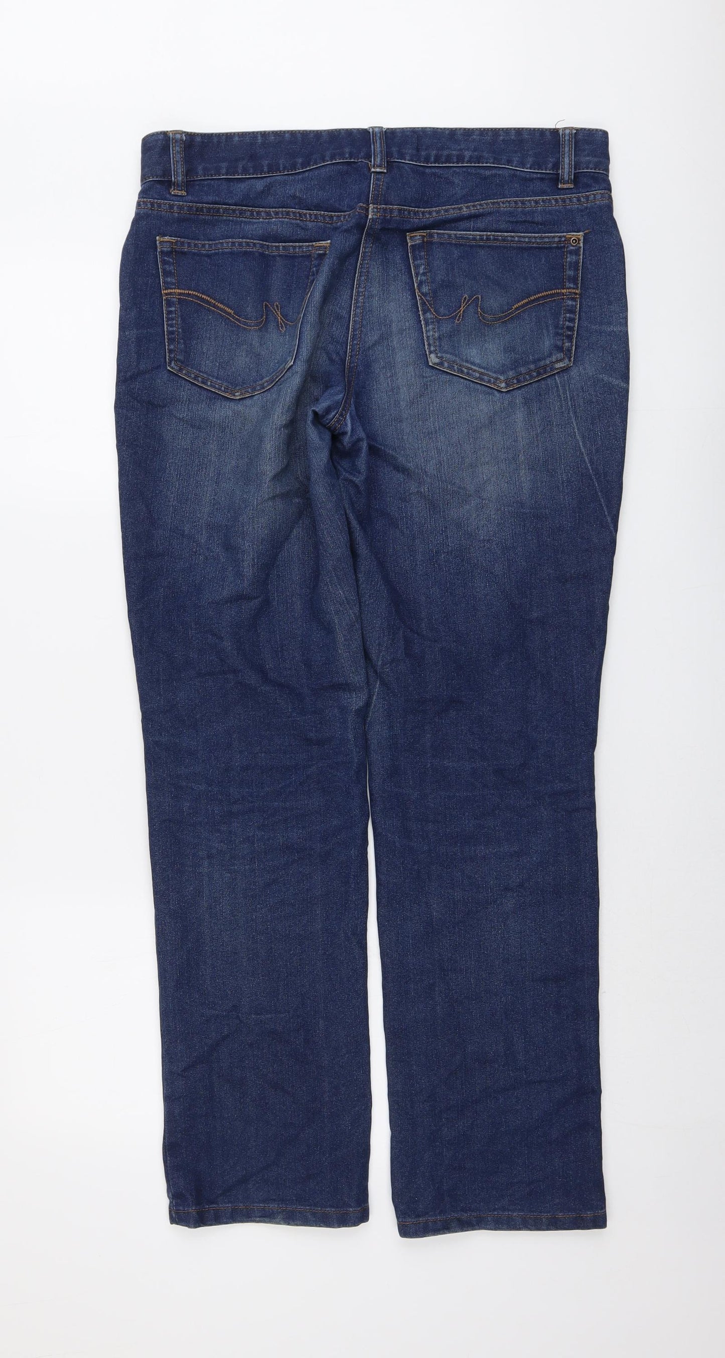 NEXT Womens Blue Cotton Straight Jeans Size 10 L31 in Regular Button