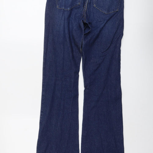Zara Womens Blue Cotton Bootcut Jeans Size 8 L33 in Regular Button