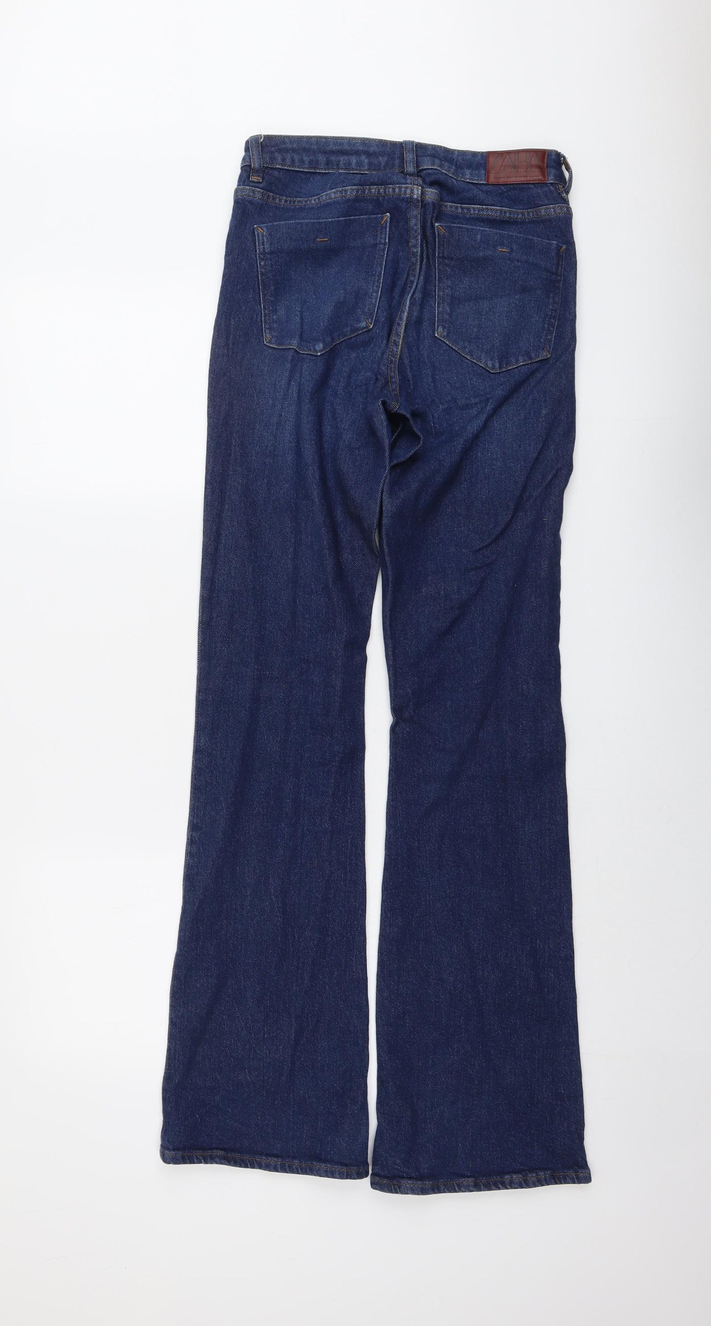 Zara Womens Blue Cotton Bootcut Jeans Size 8 L33 in Regular Button