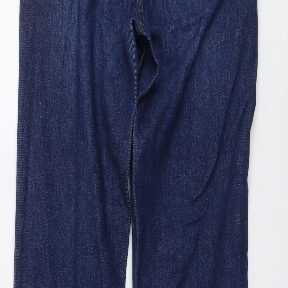 Zara Womens Blue Cotton Bootcut Jeans Size 8 L33 in Regular Button