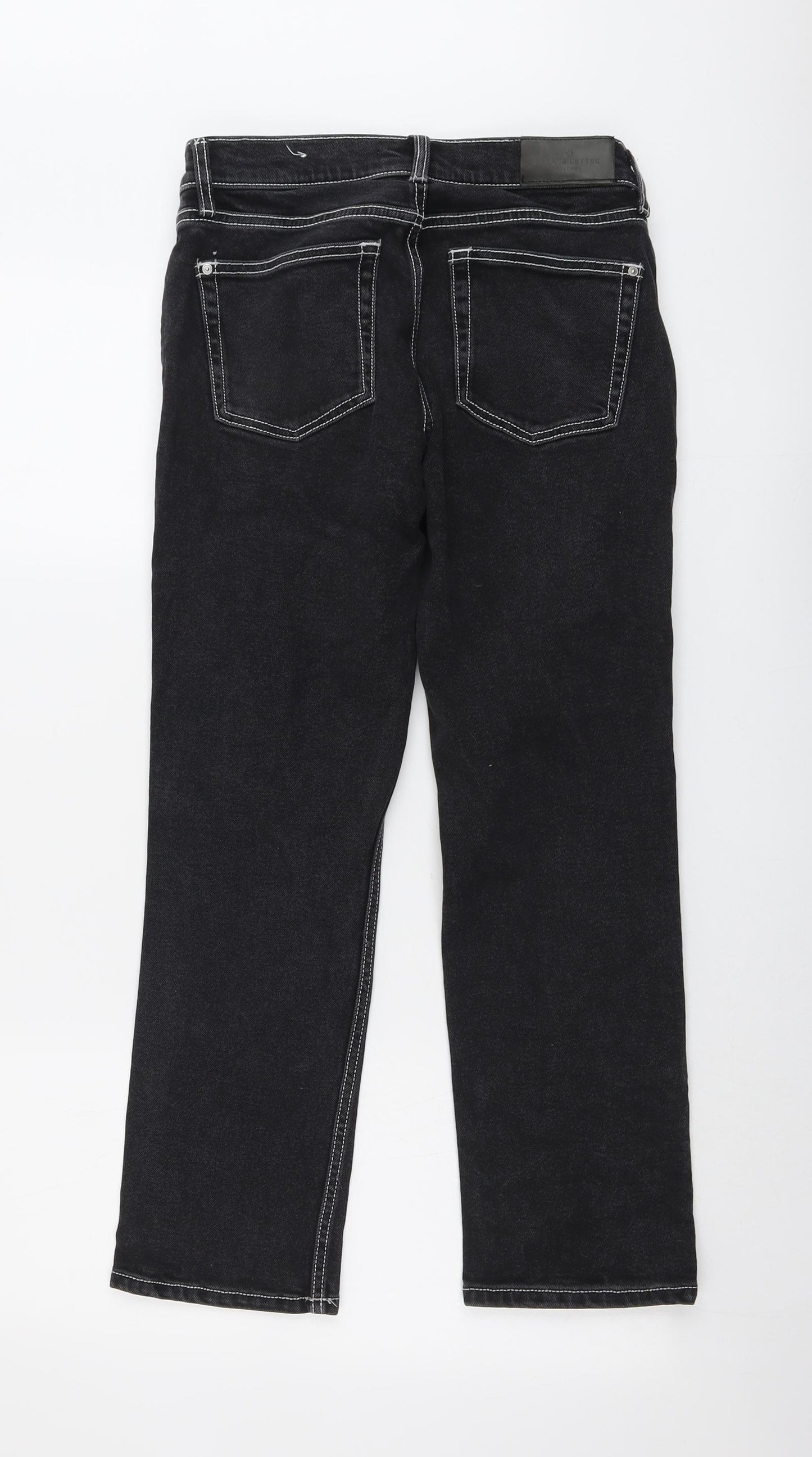 Mango Womens Black Cotton Straight Jeans Size 8 L26 in Regular Button
