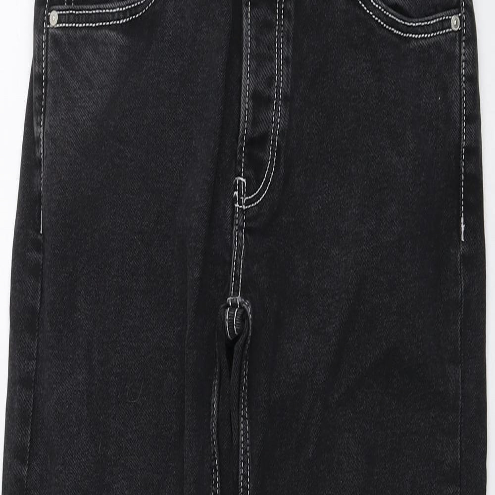 Mango Womens Black Cotton Straight Jeans Size 8 L26 in Regular Button