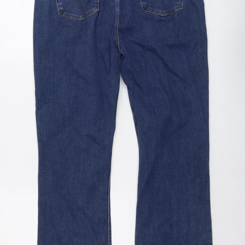 Marks and Spencer Womens Blue Cotton Bootcut Jeans Size 16 L28 in Regular Button