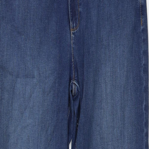 Marks and Spencer Womens Blue Cotton Bootcut Jeans Size 16 L28 in Regular Button