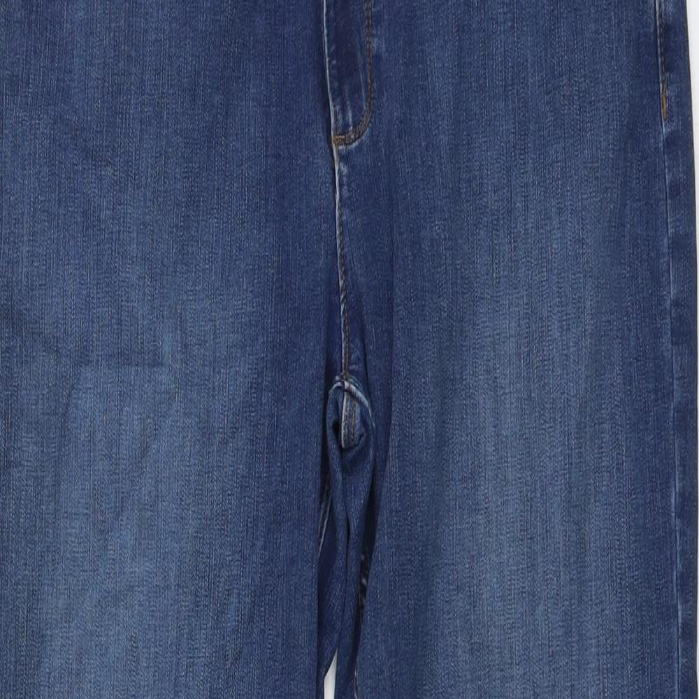 Marks and Spencer Womens Blue Cotton Bootcut Jeans Size 16 L28 in Regular Button