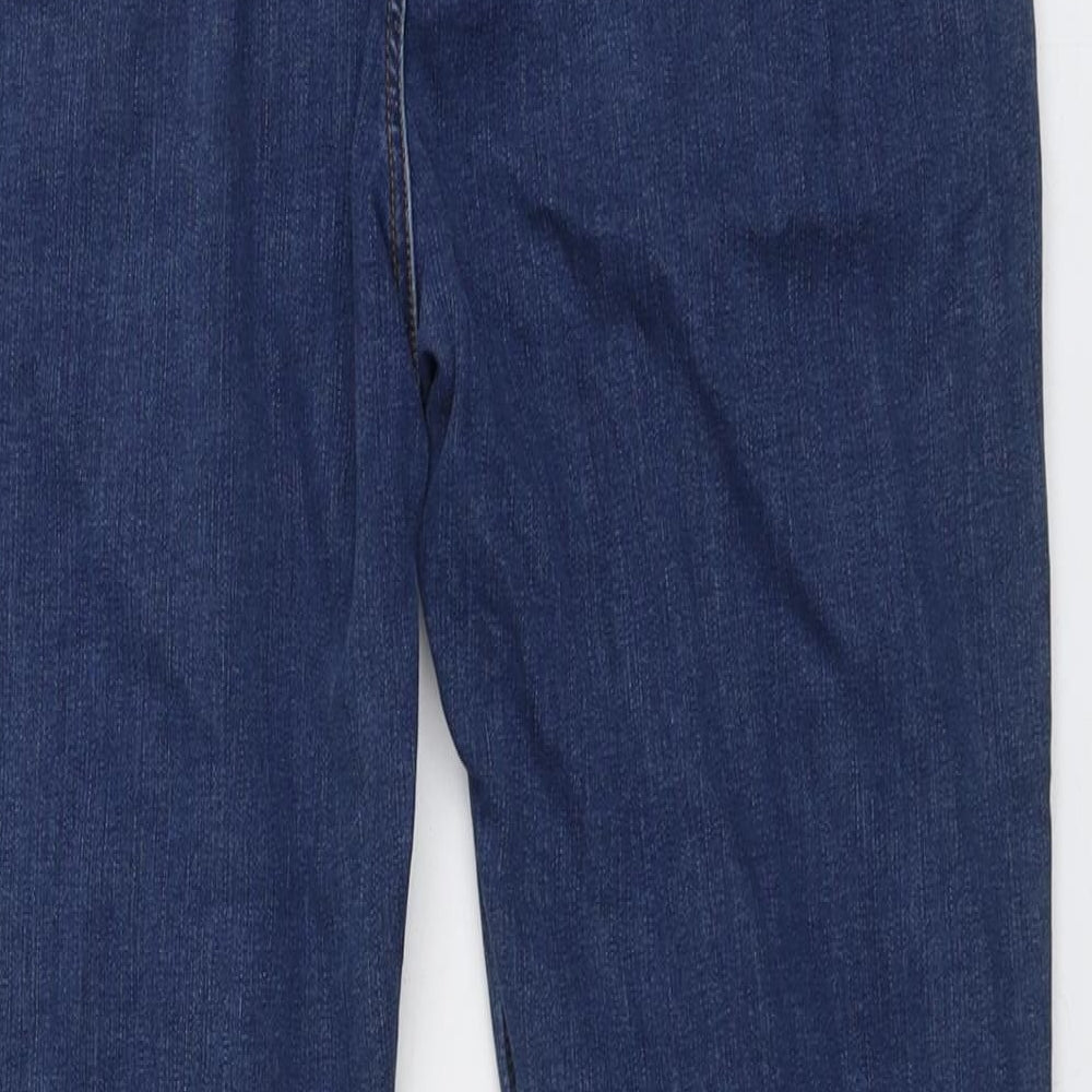 Marks and Spencer Womens Blue Cotton Bootcut Jeans Size 16 L28 in Regular Button