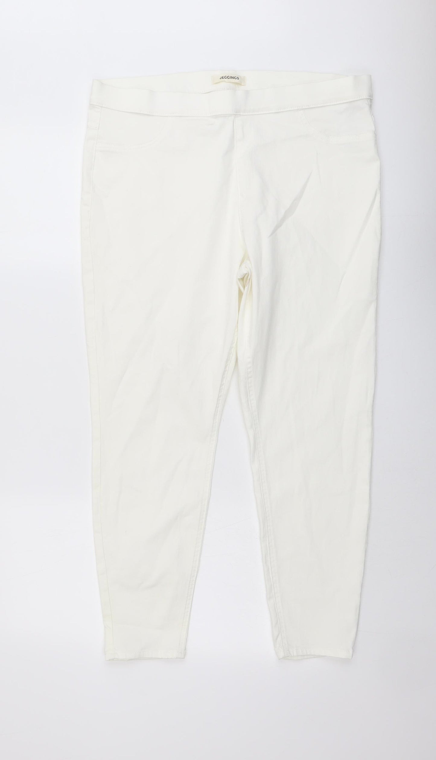 Marks and Spencer Womens Ivory Cotton Jegging Jeans Size 18 L26 in Regular