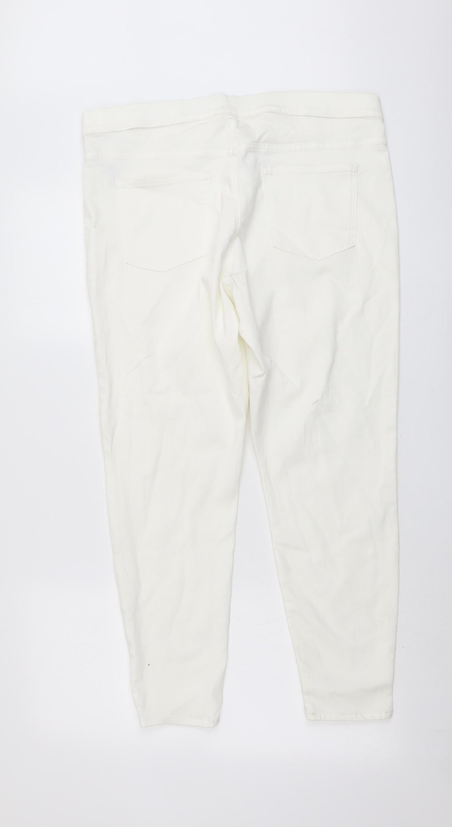 Marks and Spencer Womens Ivory Cotton Jegging Jeans Size 18 L26 in Regular