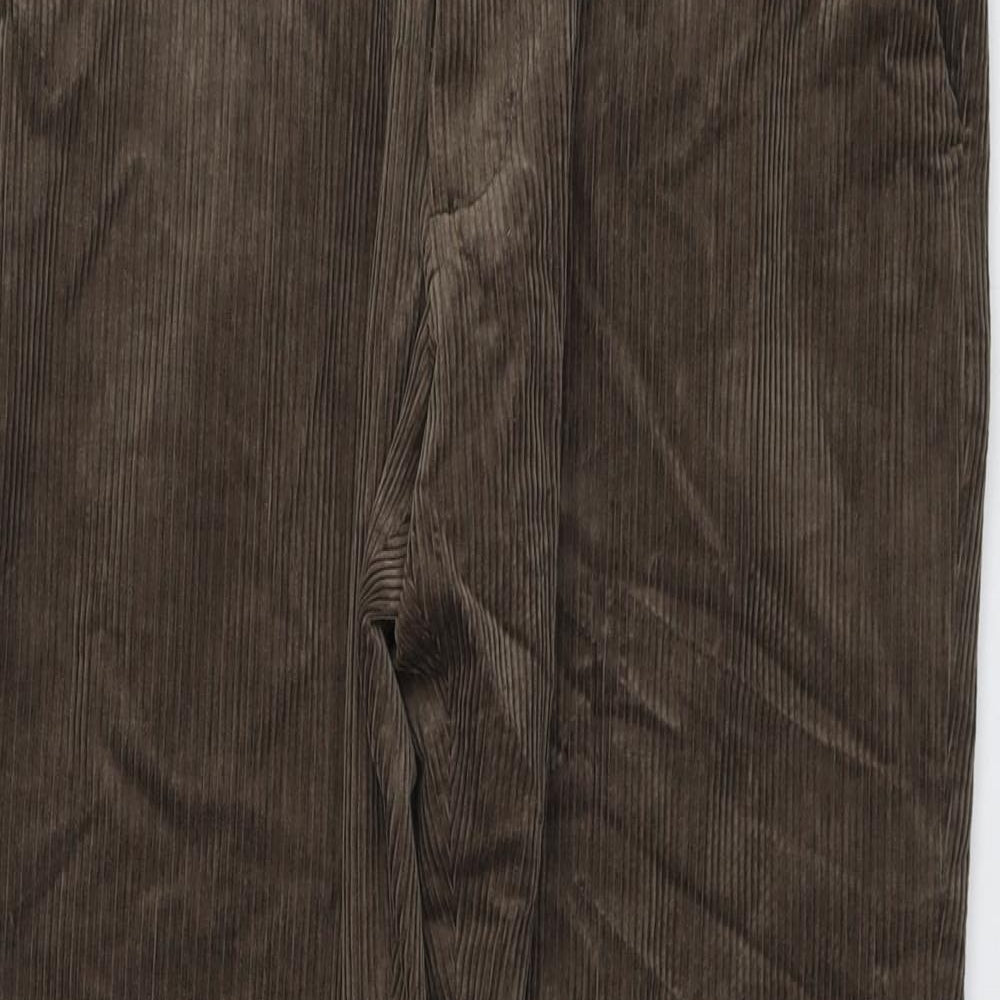Marks and Spencer Mens Brown Cotton Trousers Size 38 in L29 in Regular Button