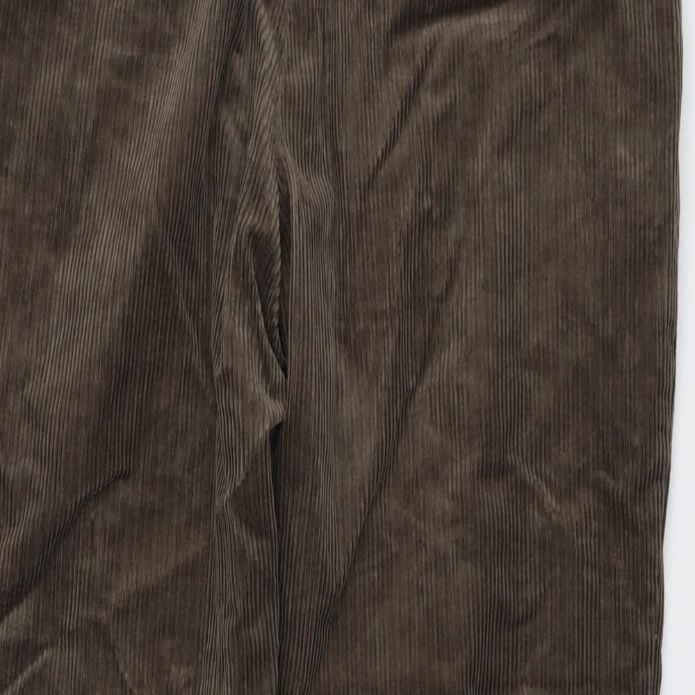 Marks and Spencer Mens Brown Cotton Trousers Size 38 in L29 in Regular Button