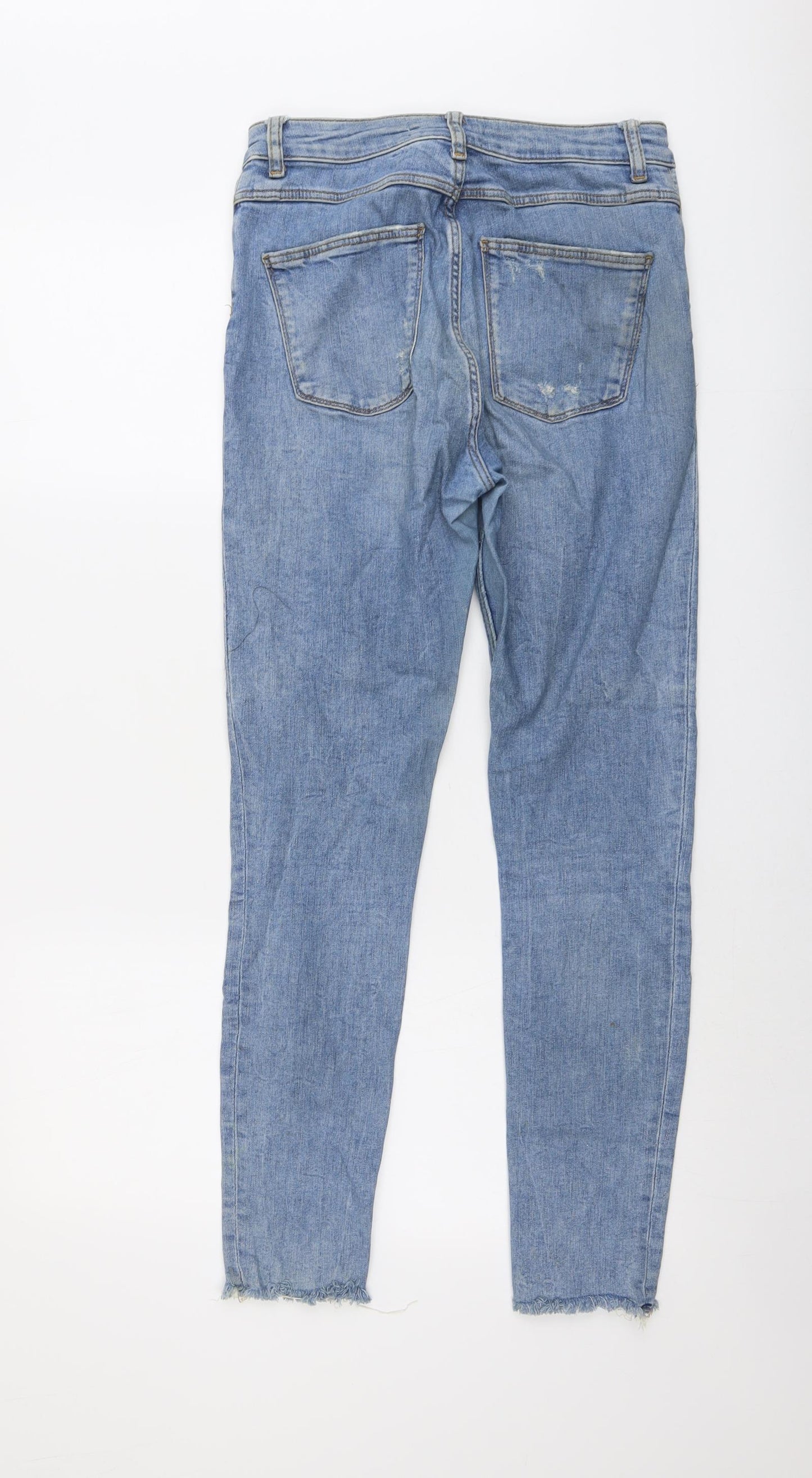 Zara Womens Blue Cotton Skinny Jeans Size 10 L28 in Regular Button