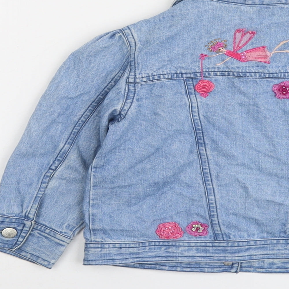 Monsoon Girls Blue Jacket Size 3-4 Years Button