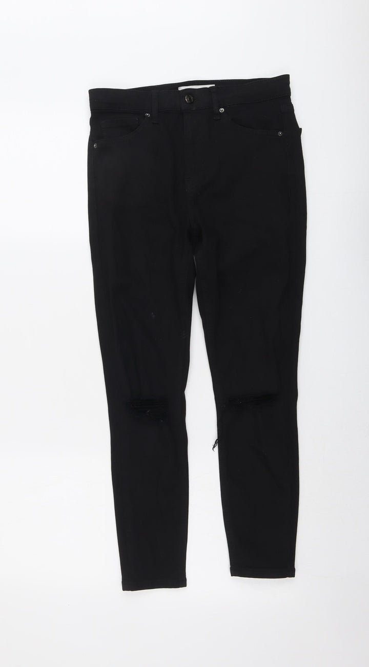 Topshop Womens Black Cotton Skinny Jeans Size 28 L25 in Regular Button