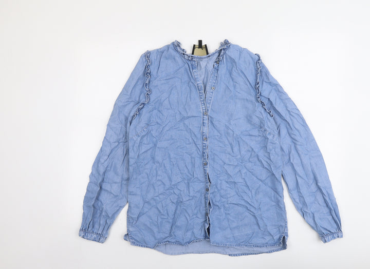 Phase Eight Womens Beige Lyocell Basic Blouse Size 12 V-Neck