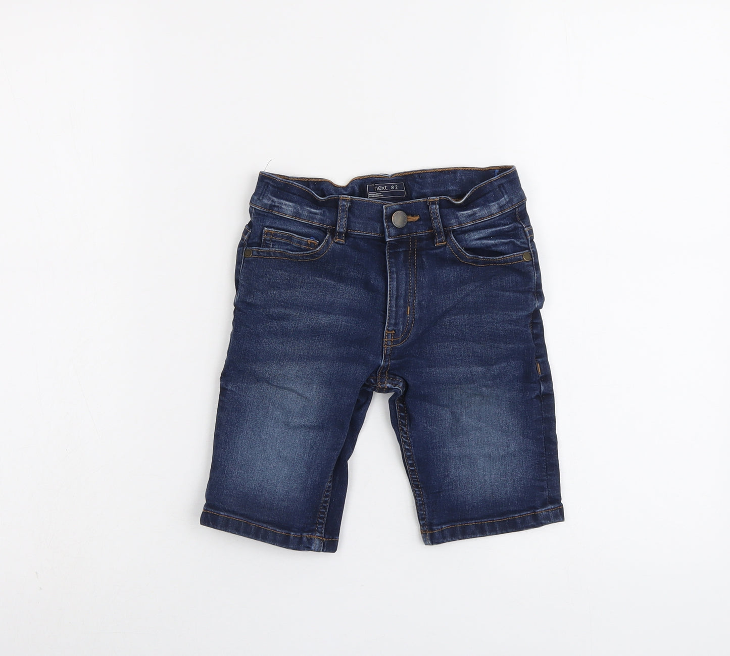 NEXT Boys Blue Cotton Chino Shorts Size 6 Years Regular Zip