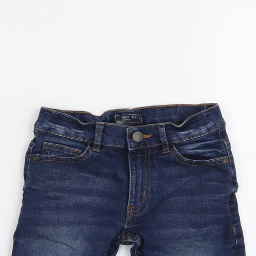 NEXT Boys Blue Cotton Chino Shorts Size 6 Years Regular Zip