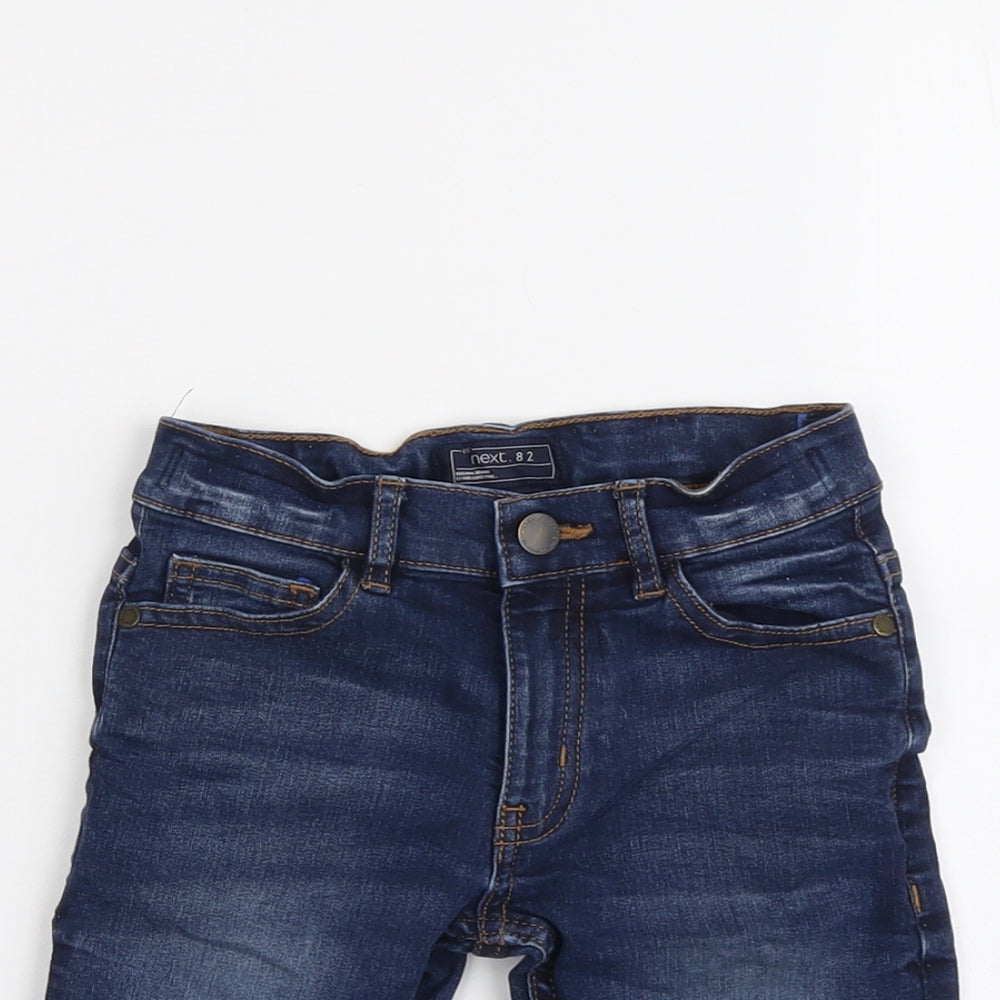 NEXT Boys Blue Cotton Chino Shorts Size 6 Years Regular Zip