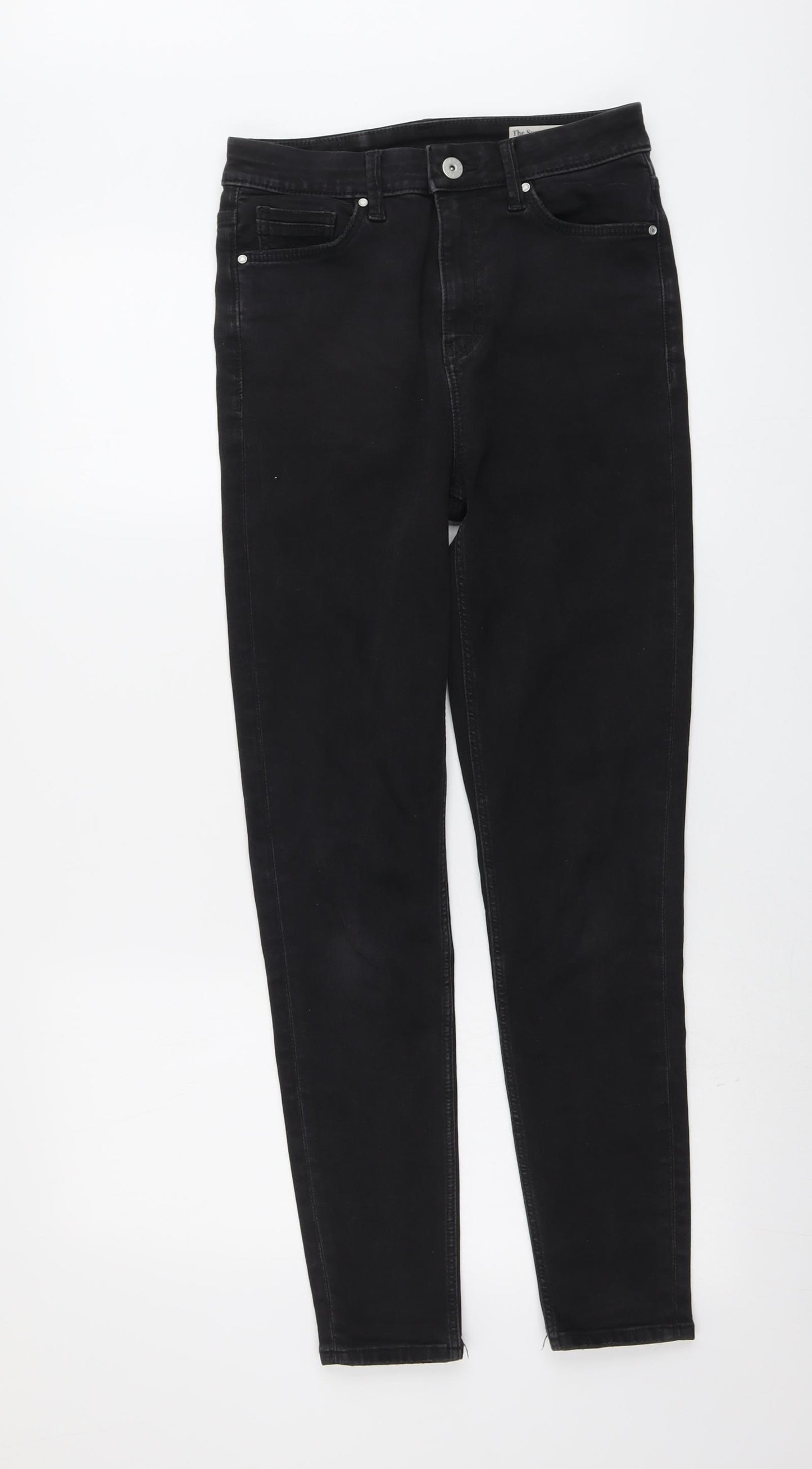 Marks and Spencer Womens Black Cotton Skinny Jeans Size 10 L28 in Regular Button