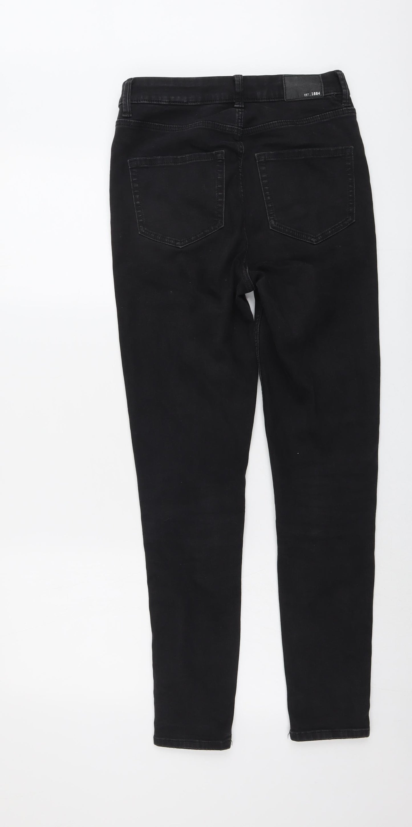 Marks and Spencer Womens Black Cotton Skinny Jeans Size 10 L28 in Regular Button
