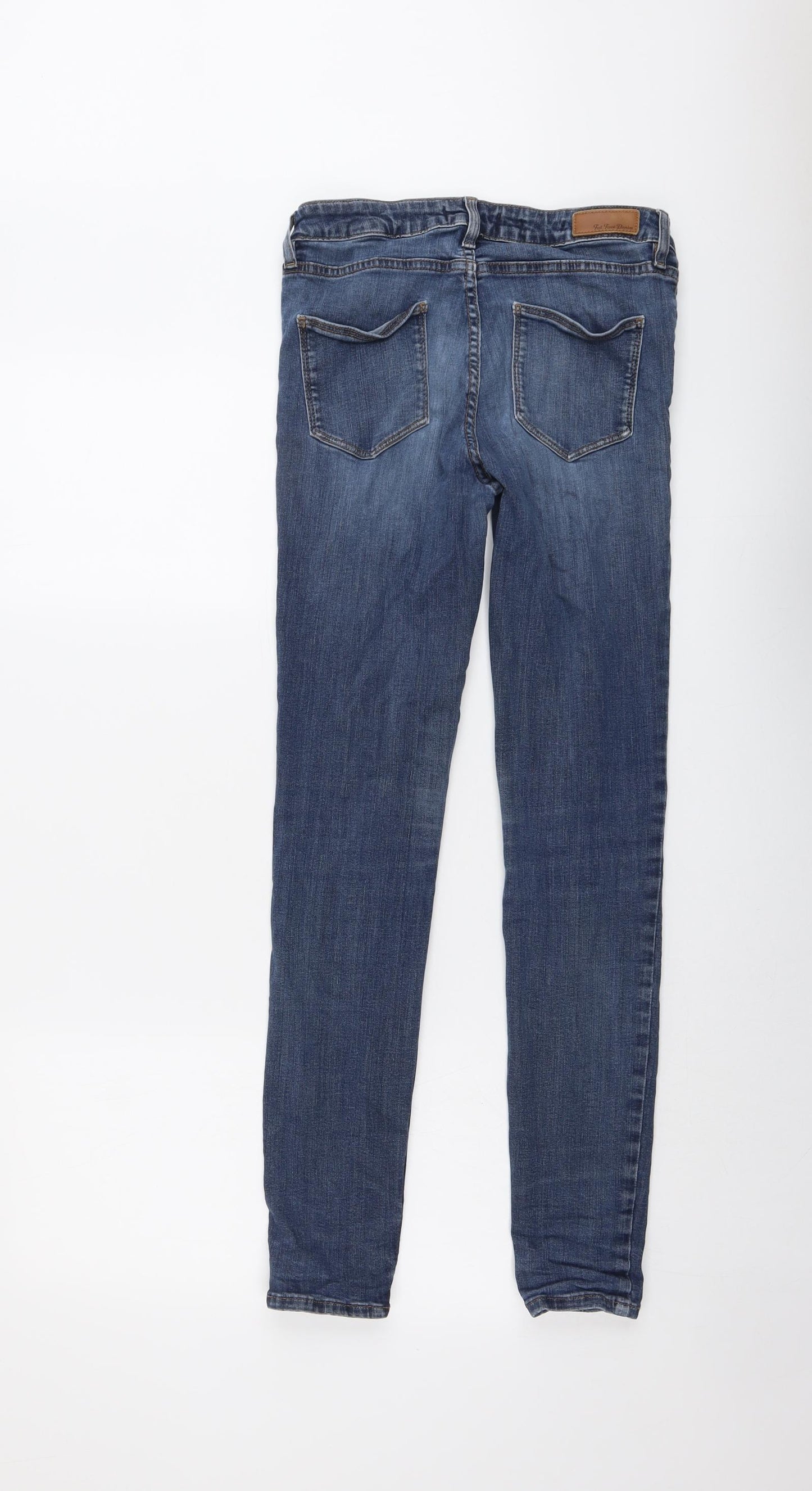 Fat Face Womens Blue Cotton Skinny Jeans Size 10 L29 in Regular Button