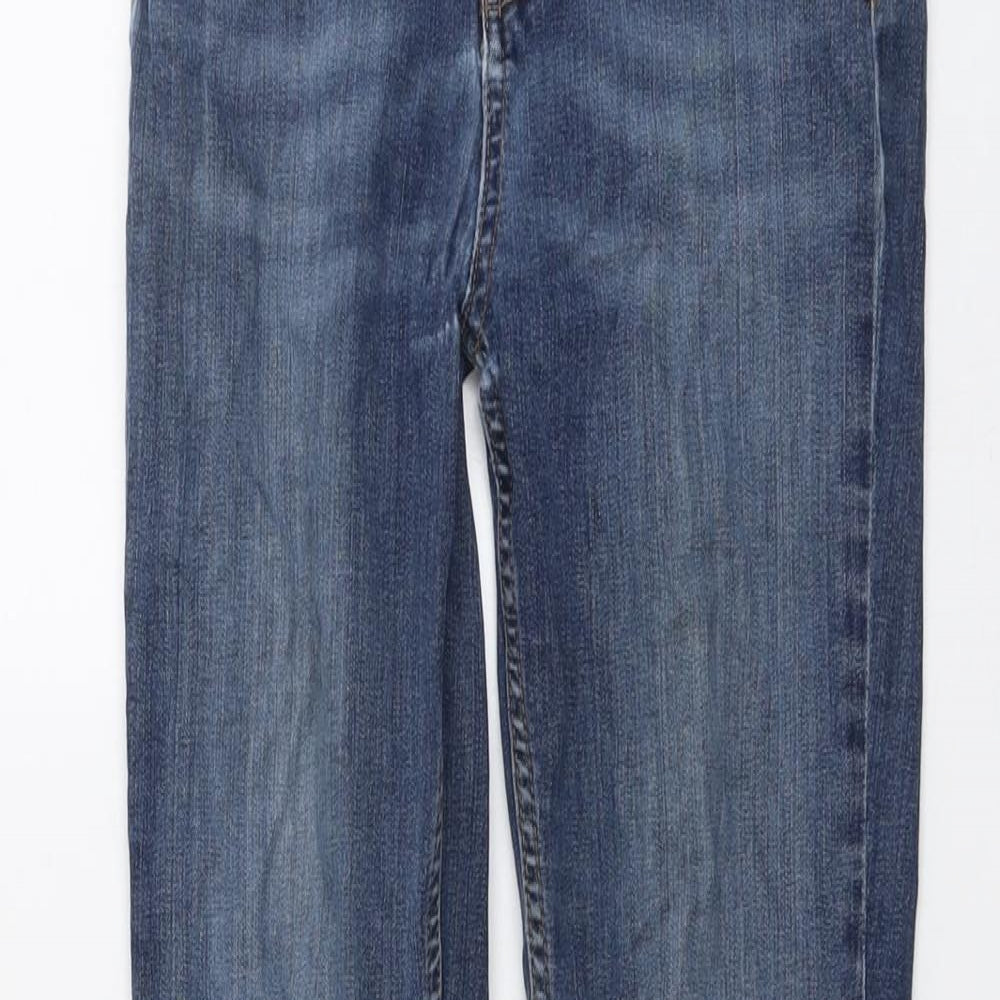 Fat Face Womens Blue Cotton Skinny Jeans Size 10 L29 in Regular Button