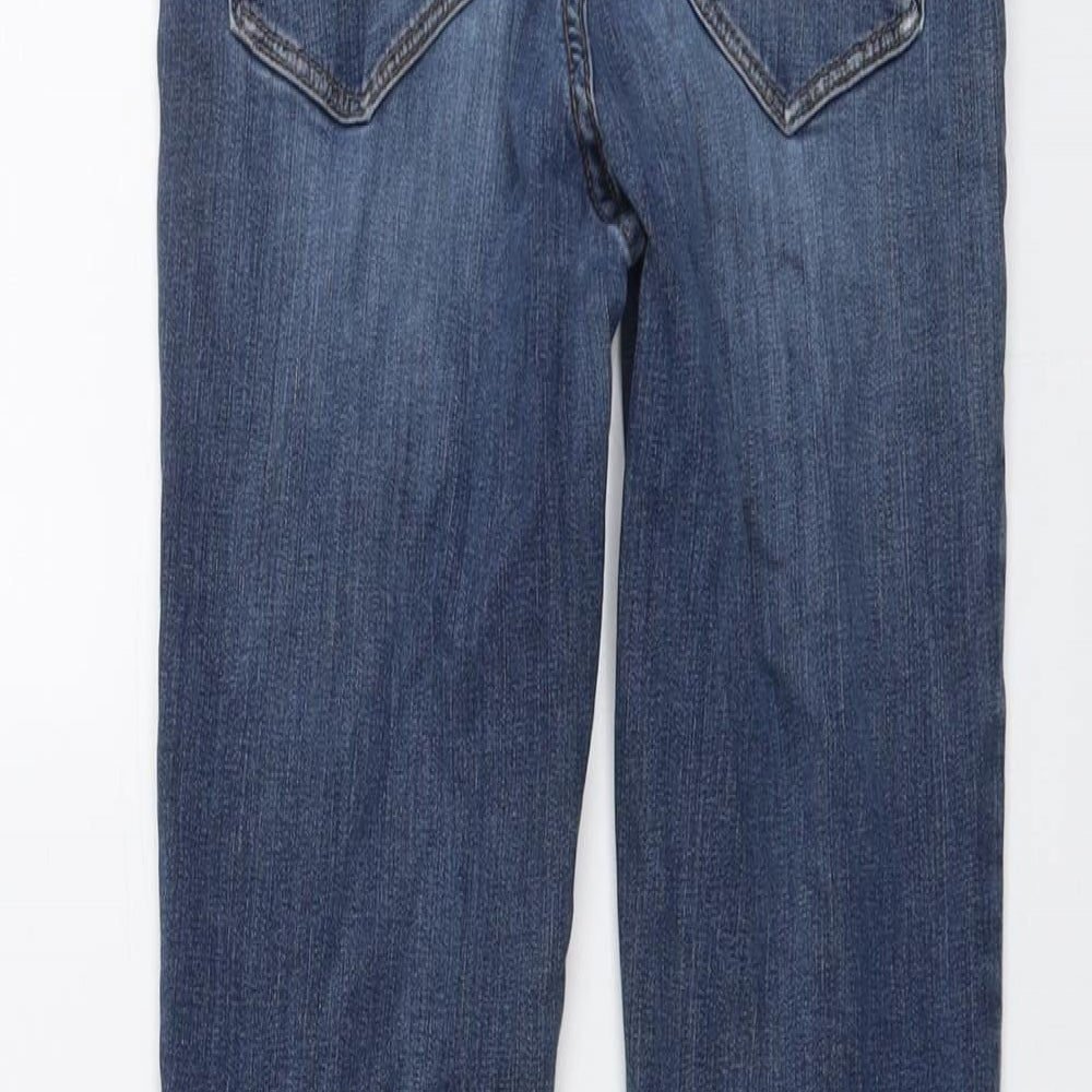 Fat Face Womens Blue Cotton Skinny Jeans Size 10 L29 in Regular Button