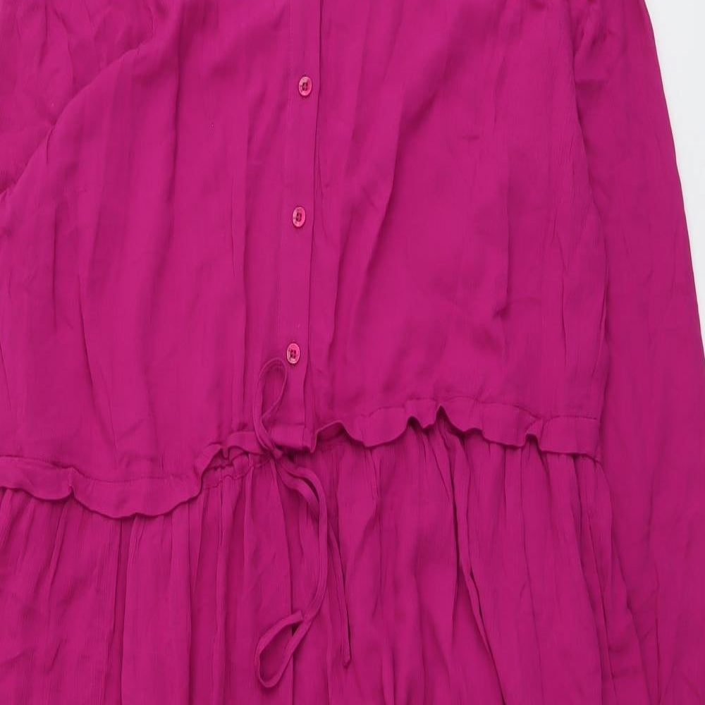 Hush Womens Purple Viscose Trapeze & Swing Size 16 Round Neck Button