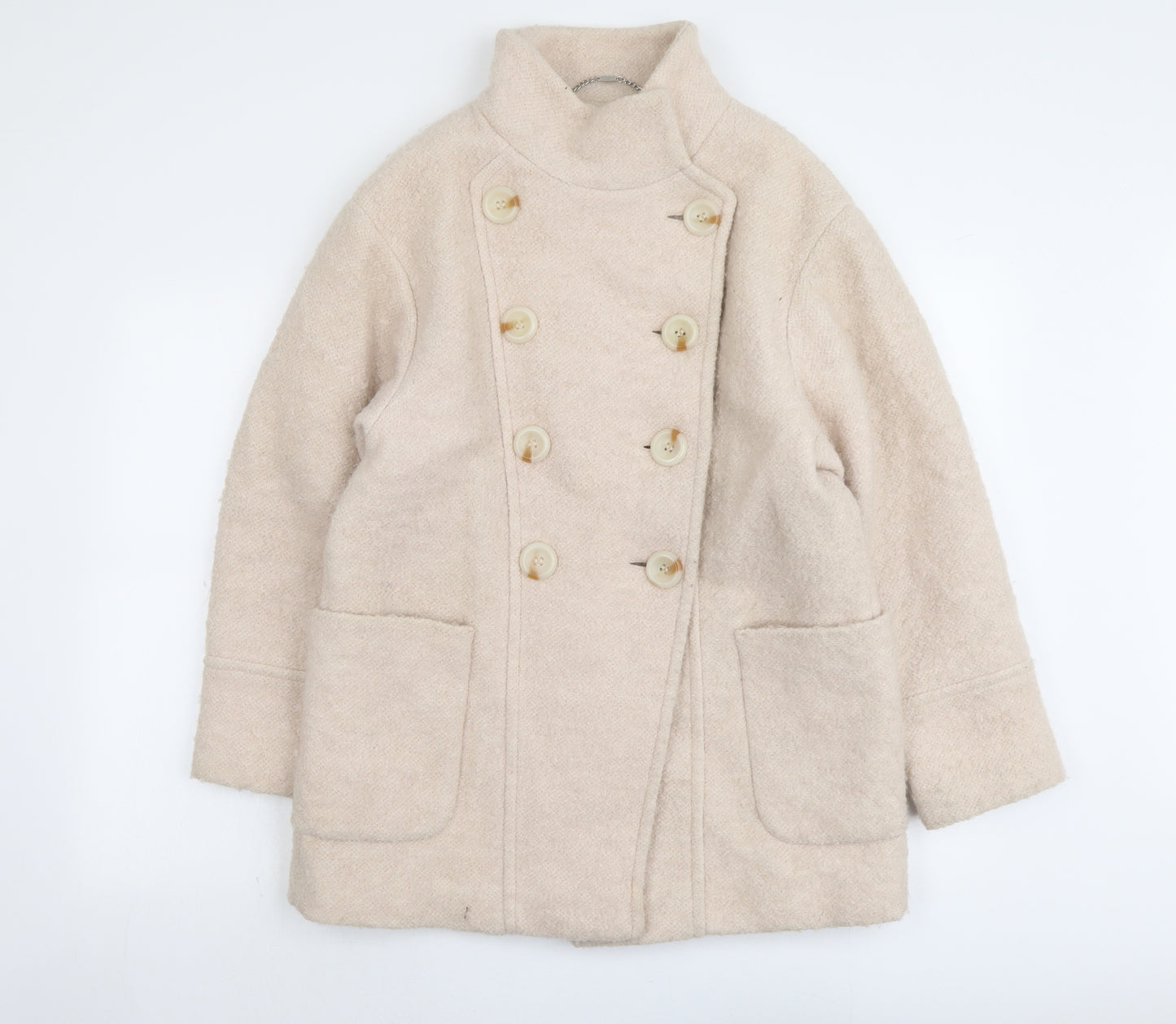 NEXT Womens Pink Pea Coat Jacket Size 10 Button