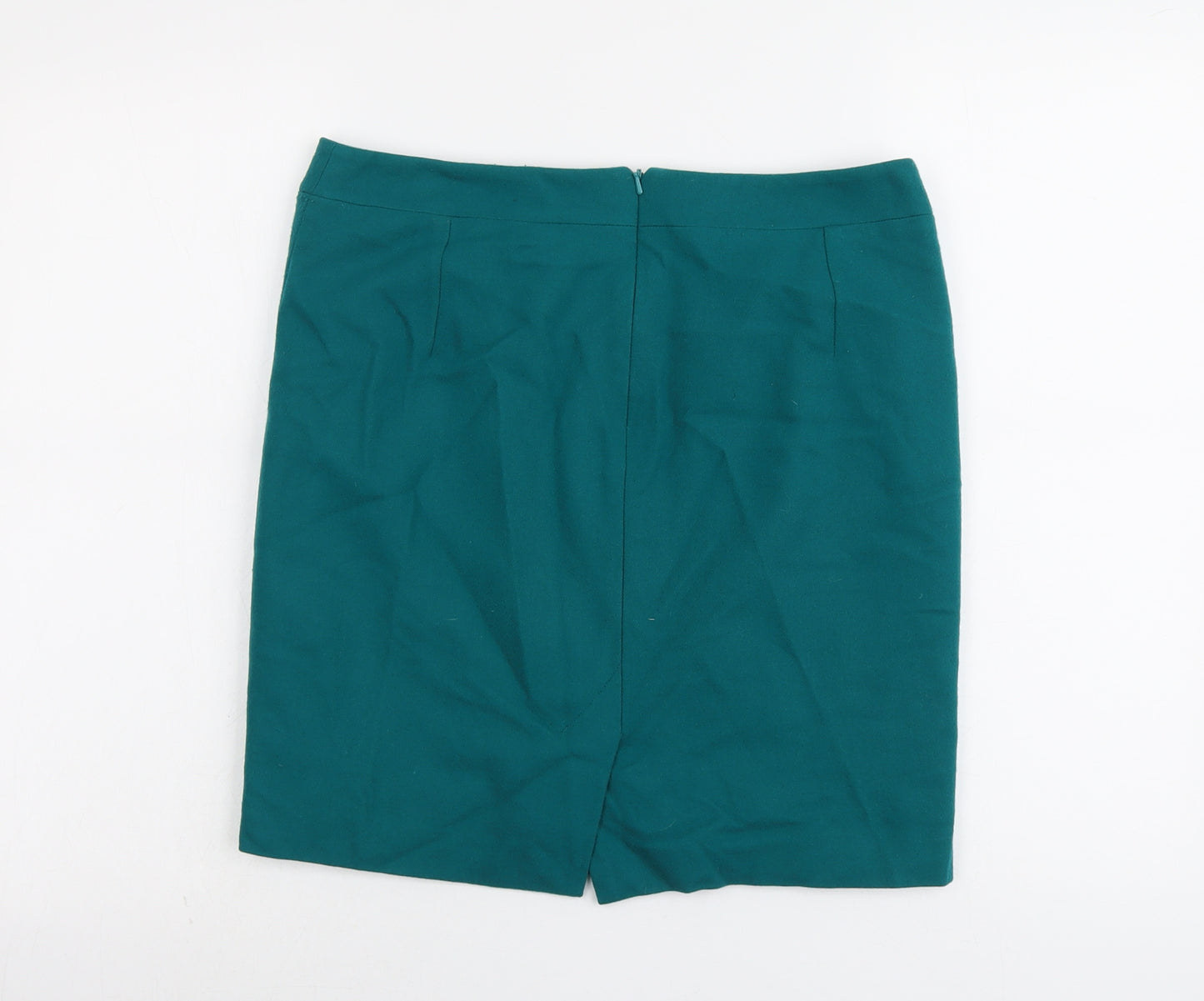 French Connection Womens Green Wool A-Line Skirt Size 10 Zip
