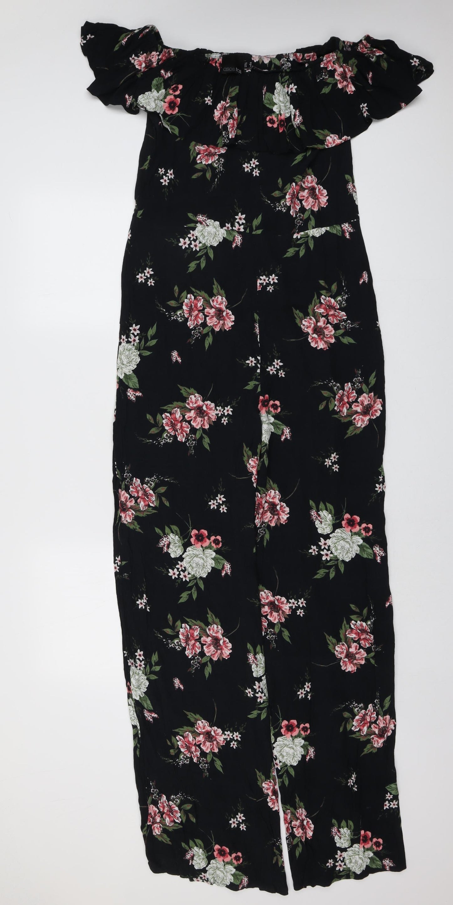ASOS Womens Black Floral Polyester Jumpsuit One-Piece Size 12 Zip