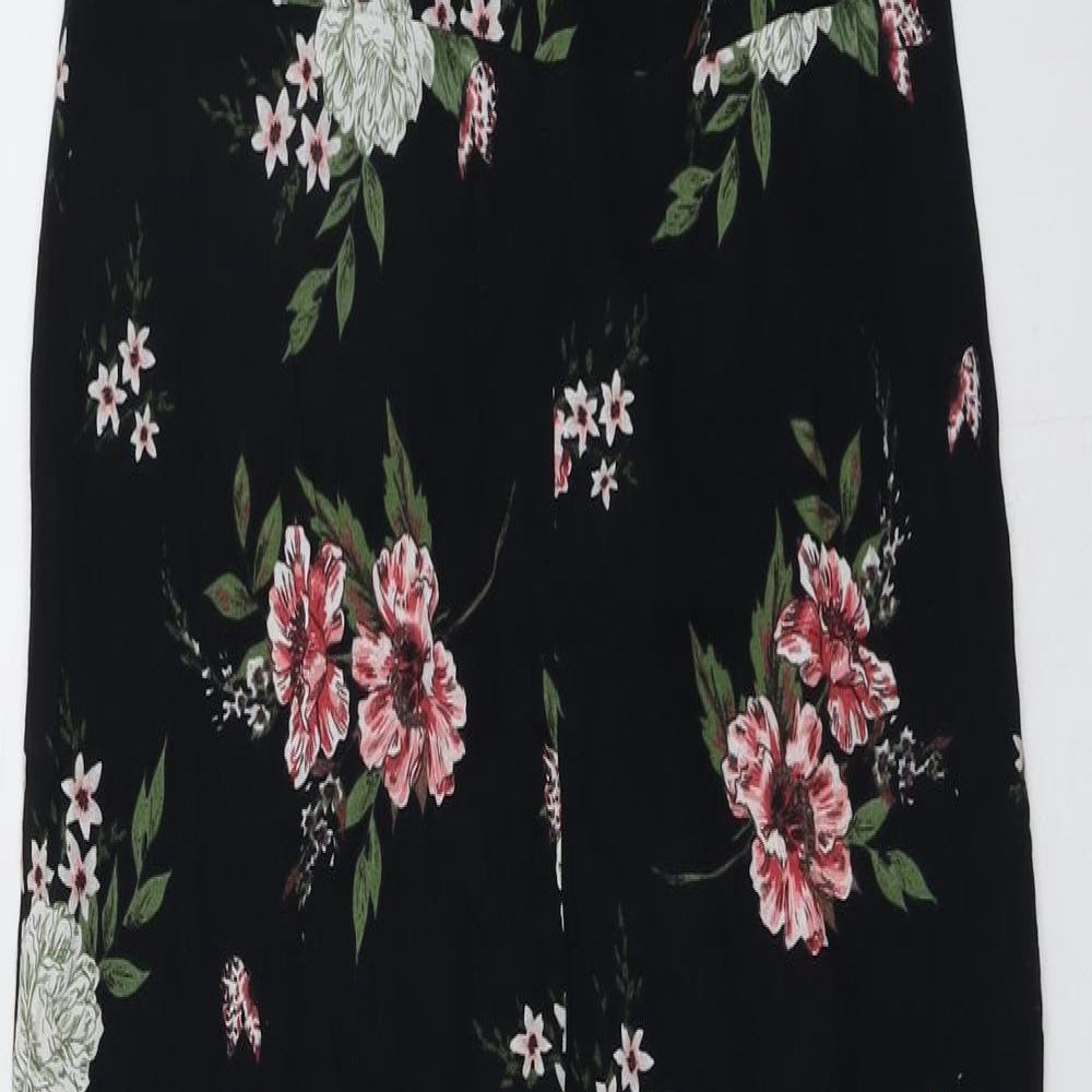 ASOS Womens Black Floral Polyester Jumpsuit One-Piece Size 12 Zip