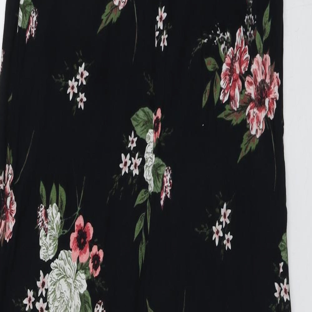 ASOS Womens Black Floral Polyester Jumpsuit One-Piece Size 12 Zip
