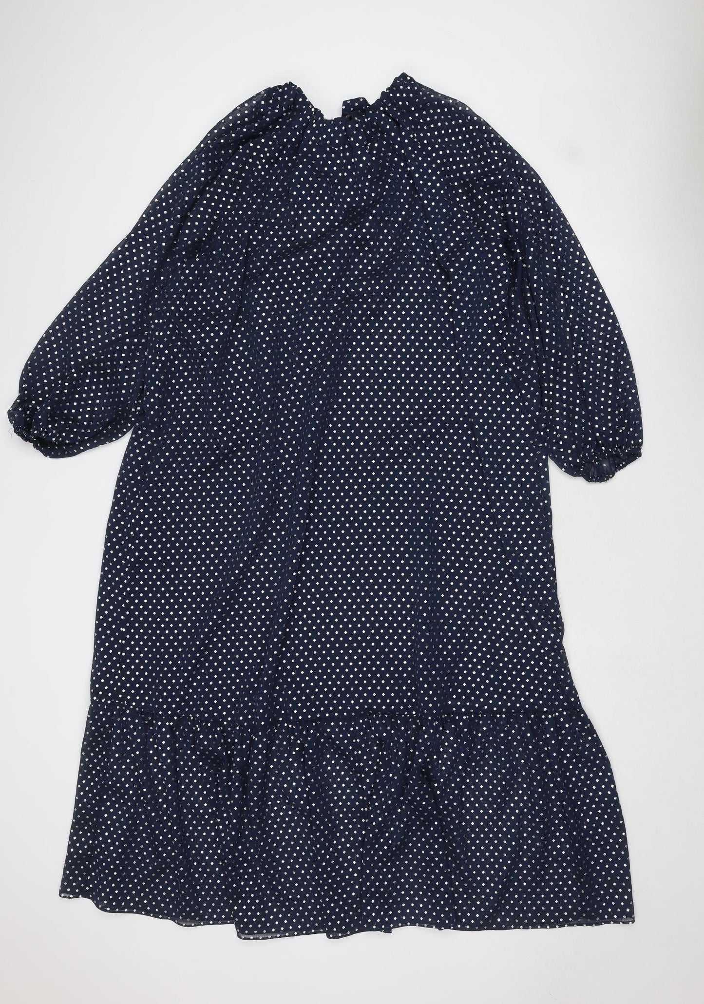 Marks and Spencer Womens Blue Geometric Polyester Maxi Size 16 Round Neck Tie