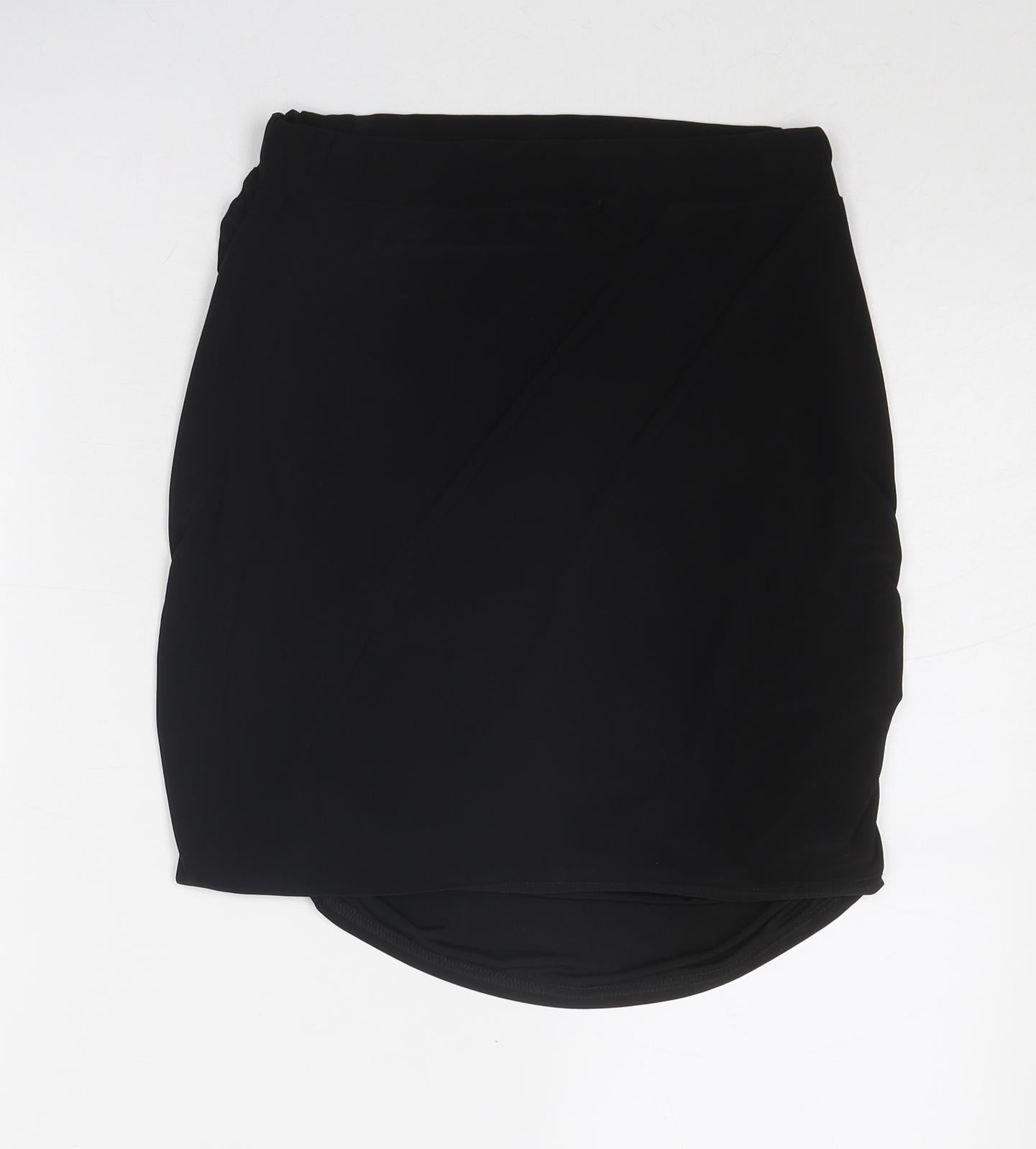 PRETTYLITTLETHING Womens Black Polyester A-Line Skirt Size 12