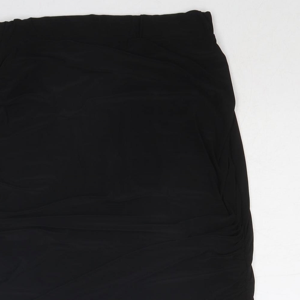 PRETTYLITTLETHING Womens Black Polyester A-Line Skirt Size 12