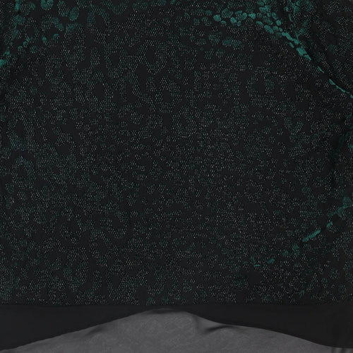 Anna Rose Womens Green Animal Print Polyester Basic Blouse Size XL Boat Neck