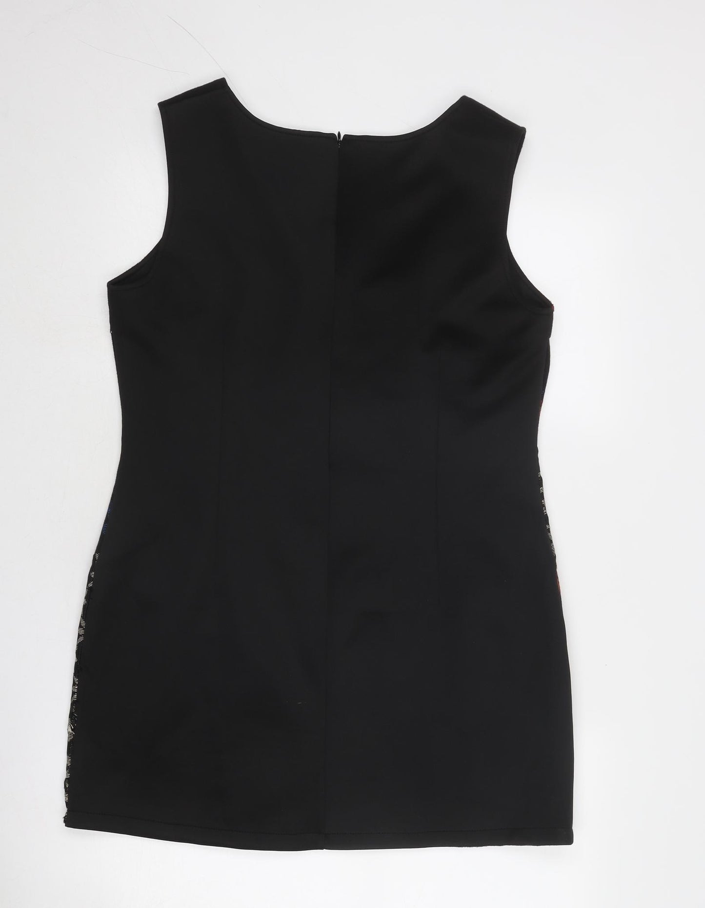 Joe Browns Womens Black Geometric Polyester Shift Size 14 Boat Neck Zip
