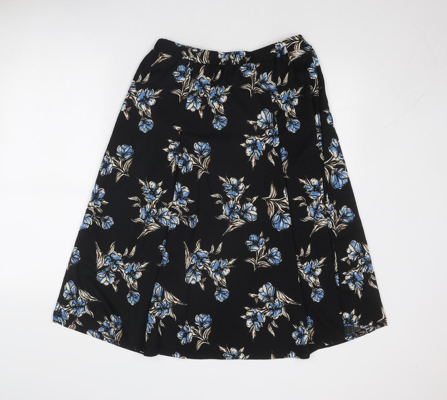 Bonmarché Womens Black Floral Polyester Swing Skirt Size 10