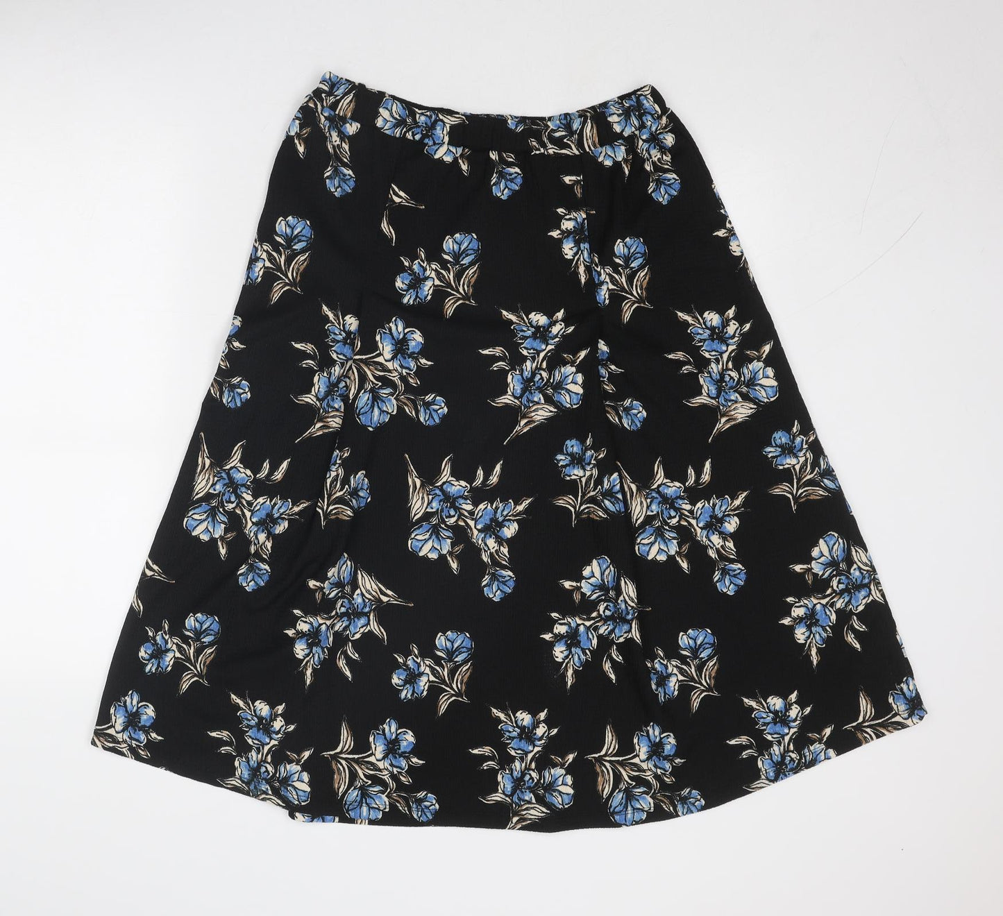 Bonmarché Womens Black Floral Polyester Swing Skirt Size 10